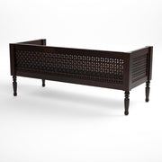 Dark Brown Carved Wooden 3 Seater Sofa
