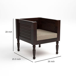 Dark Brown Carved Wooden Accent Chair