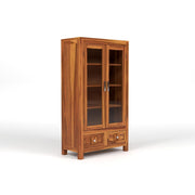 ONIJA Sheesham Wood Book Cabinet with Acrylic Glass Doors