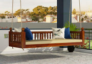 Wooden Hanging Swing Sofa with Cushioned Seat