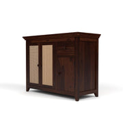 ONIJA Solid Sheesham Wood Sideboard Cabinet with Rattan Cane Doors
