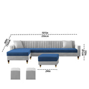 L-Shaped Sofa Set – Blue & Grey