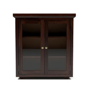 ONIJA Sheesham Wood Bookcase Cabinet with Glass Doors