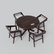 Onija Modern Round Wooden Dining Table Set 4 Seater | Premium Dining Furniture