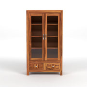 ONIJA Sheesham Wood Book Cabinet with Acrylic Glass Doors