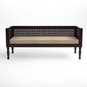Dark Brown Carved Wooden 3 Seater Sofa
