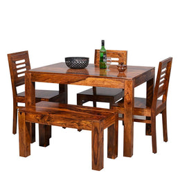 Solid Wood Dining Table Set with 4 Chairs & Bench