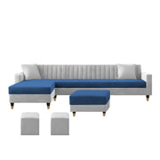L-Shaped Sofa Set – Blue & Grey