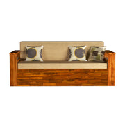 ONIJA ONIJA Solid Sheesham Wooden Sofa Cums Bed with Mattress for Living Room 3 Seater Sofa Cums Bed