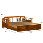 ONIJA ONIJA Solid Sheesham Wooden Sofa Cums Bed with Mattress for Living Room 3 Seater Sofa Cums Bed
