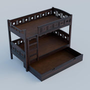 Dark Brown Wooden Bunk Bed for Kids