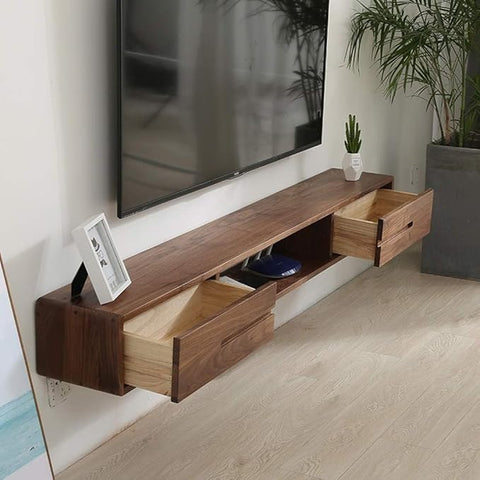 ONIJA Solid Sheesham Wood Entertainment Floating Tv Unit for Living Room | Floating Media Tv Cabinet | Natural Finish