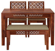 Solid Wood Dining Table Set with 4 Chairs & Bench