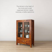 Modern Solid Wood Glass Door Crockery & Display Cabinet with Drawer