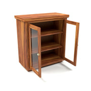 ONIJA Sheesham Wood Bookcase Cabinet with Glass Doors