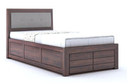 Lorveth Sheesham Wood Single Bed With Storage (Walnut Finish)