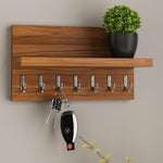 ONIJA Sheesham Wood Key Stand for Wall | Wooden Key Holder for Home | Key Hanger | Home Decorative Keychain Holder with 7 Hooks | Natural Finish