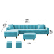 L-Shaped Sofa Set – Turquoise Blue