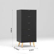 Pravyan HDMR Premium Wood Chest Of Drawer (Black)