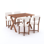 6 Seater Wooden Dining Table Set with Upholstered Chairs