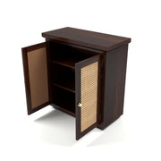 ONIJA Sheesham Wood Storage Cabinet with Natural Cane Doors