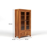 ONIJA Sheesham Wood Book Cabinet with Acrylic Glass Doors
