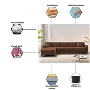 Brown L-Shaped Sofa with Chaise | Modern Sectional Sofa