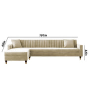 Modern Beige L-Shaped Sofa with Chaise | Premium Living Room Sofa