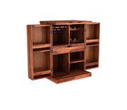 ONIJA Wooden Bar Cabinet | Home Bar Furniture with Wine Rack & Drawer | Honey