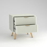 ONIJA Wooden Bedside Table for Bedroom | Wooden Bed Side Nightstand Lamp Table with 2 Drawers (B-White)