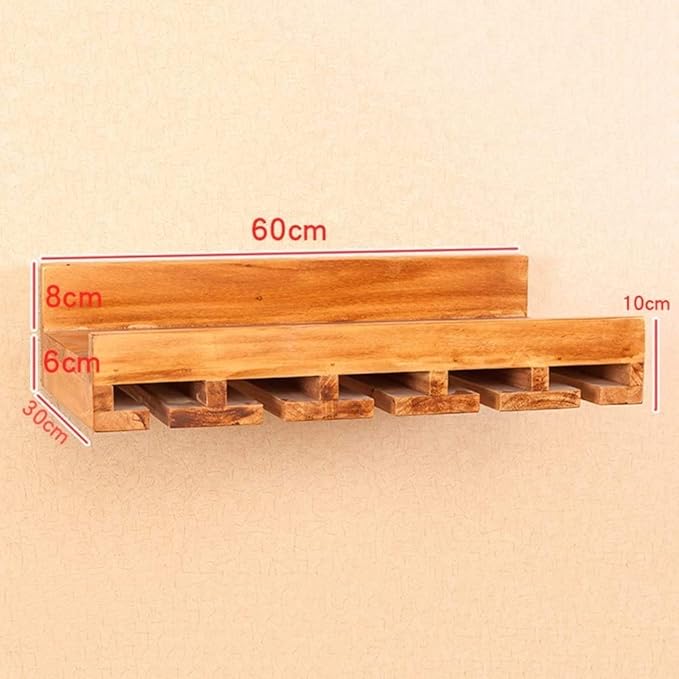 ONIJA  Wooden Wine Rack, Wine Display Stand, Wall Hanging Suspension, Creative Glass Wine Rack Cup Holder Kitchen, Living Room Bar Shelf