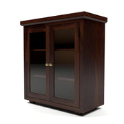 ONIJA Sheesham Wood Bookcase Cabinet with Glass Doors