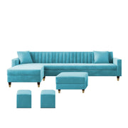 L-Shaped Sofa Set – Turquoise Blue