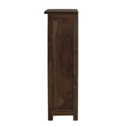 Rustic Solid Wood Glass Door Bookcase Cabinet with Drawer