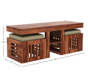 onija Sheeshsam Wooden Coffee Center Table with 2 Stools