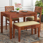 Solid Wood Dining Table Set with 4 Chairs & Bench