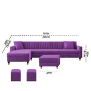L-Shaped Sofa Set – Purple