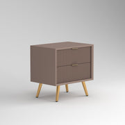ONIJA Wooden Bedside Table for Bedroom | Wooden Bed Side Nightstand Lamp Table with 2 Drawers (B-Mocha Beige)