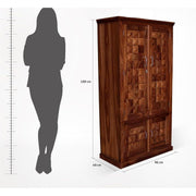 Diamond Sheesham Wood Wardrobe (Honey Finish)