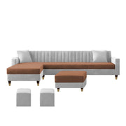 L-Shaped Sofa Set – Grey & Brown