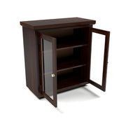 ONIJA Sheesham Wood Bookcase Cabinet with Glass Doors