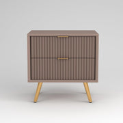 ONIJA Wooden Bedside Table for Bedroom | Wooden Bed Side Nightstand Lamp Table with 2 Drawers (B-Mocha Beige)