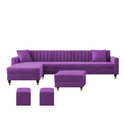 L-Shaped Sofa Set – Purple