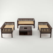 ONIJA Wooden 6 Seater Sofa Set with Coffee Table Walnut Type: 2+2+2,