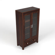 ONIJA Sheesham Wood Book Cabinet with Acrylic Glass Doors