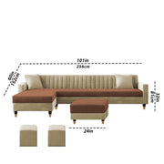L-Shaped Sofa Set – Beige & Brown