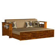 ONIJA ONIJA Solid Sheesham Wooden Sofa Cums Bed with Mattress for Living Room 3 Seater Sofa Cums Bed