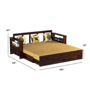 ONIJA ONIJA Solid Sheesham Wooden Sofa Cums Bed with Mattress for Living Room 3 Seater Sofa Cums Bed