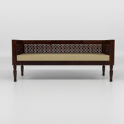 Dark Brown Carved Wooden 3 Seater Sofa