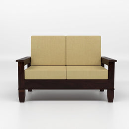 Dark Brown Carved Wooden 2 Seater Sofa